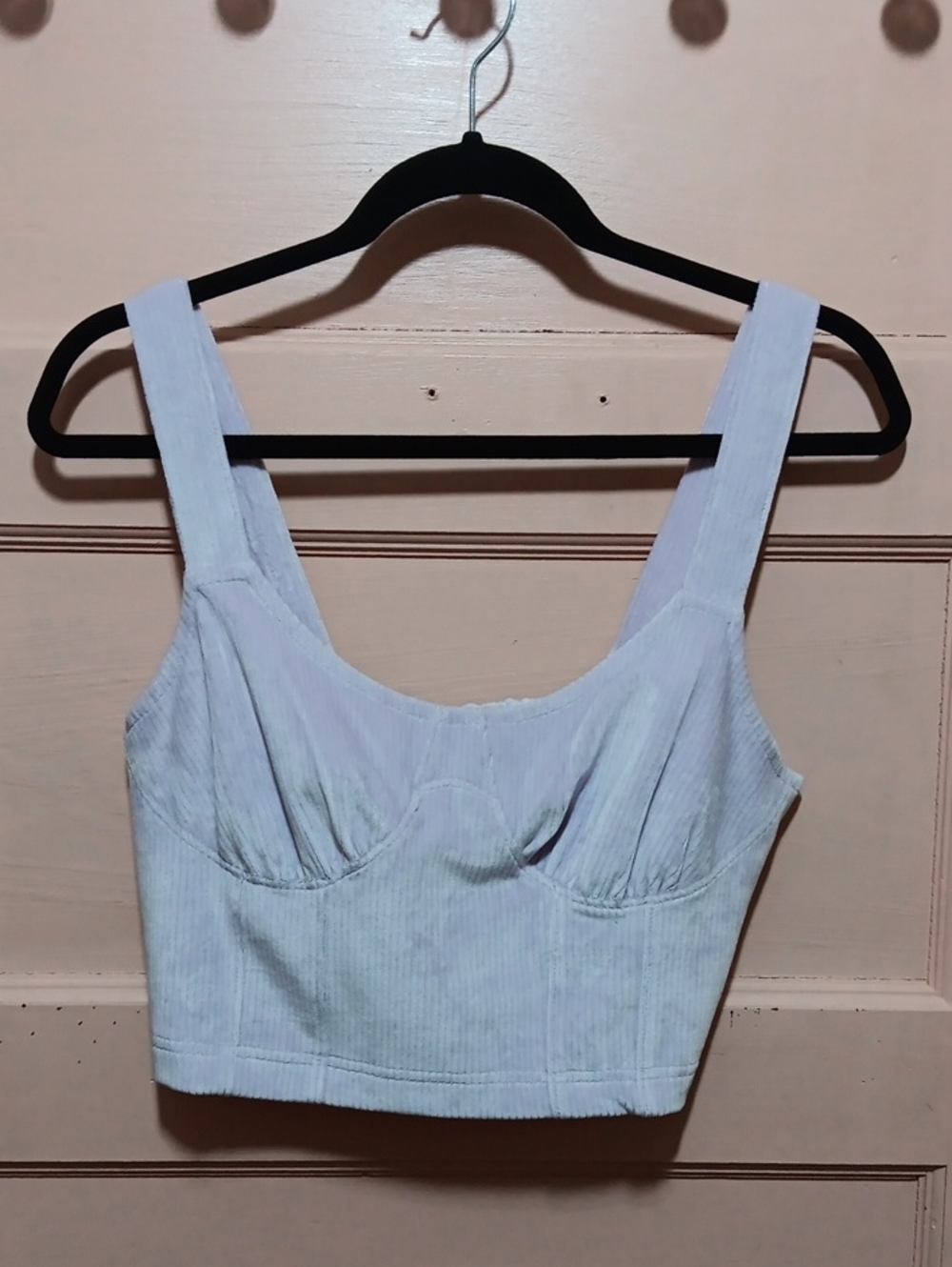 American Eagle Lavender Ribbed Bustier Crop Top with Wide Straps